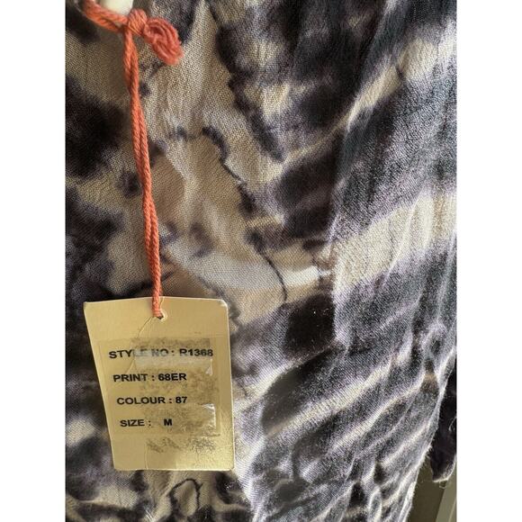 RAGA Mini Dress Gauze Medium Tie Dye Low Back Long Sleeve Swim Cover Up NEW Boho - Picture 5 of 7